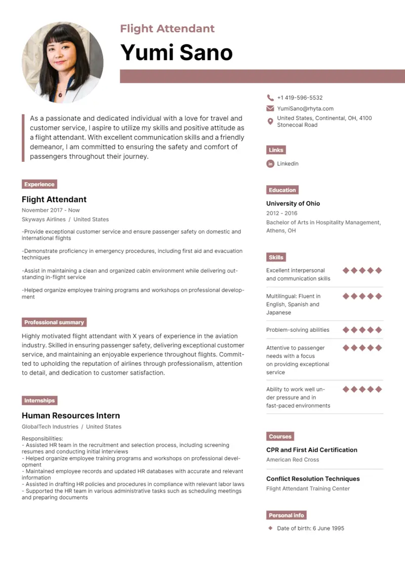 Flight Attendant Resume Examples Writing Tips For 2024   Flight Attendant Resume Example.webp